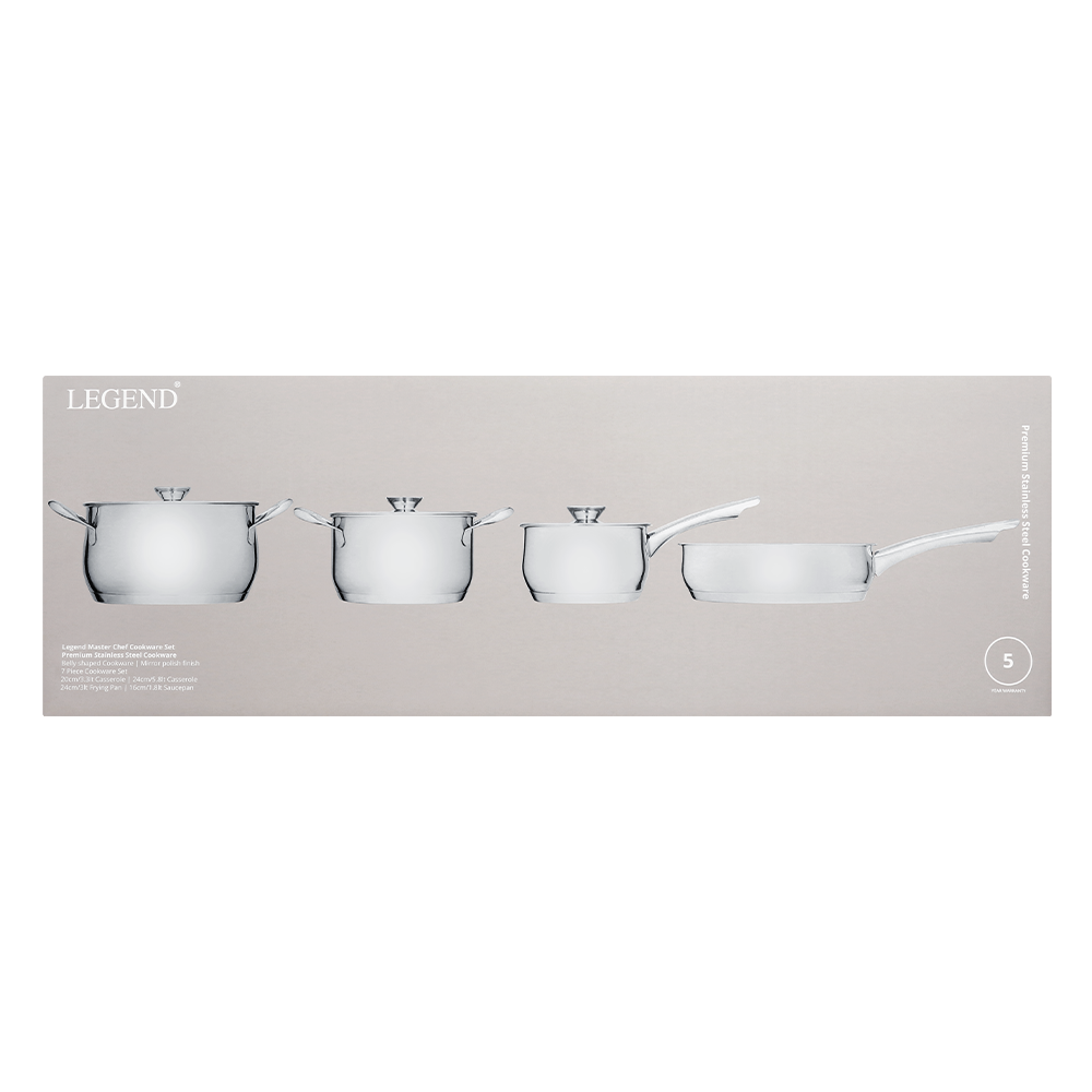 100192 6009710420058 Legend Master Chef 7pce stst Cookware Plano Image