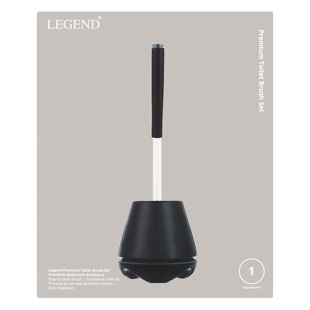 100430 6009710422274 Legend Premium Toilet Brush Set Black Plano Image