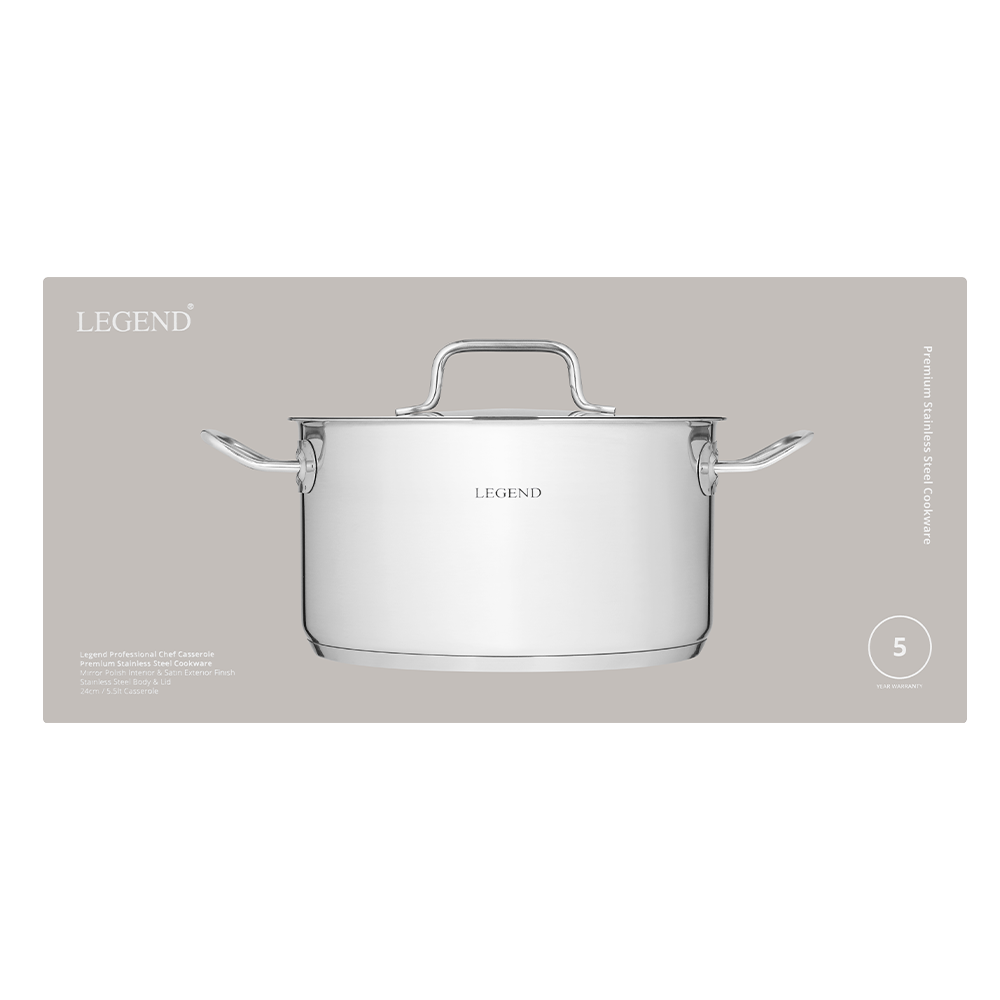 201005 6008098003310 Legend Prof Chef 24cm 5.5lt Casserole Planogram Image