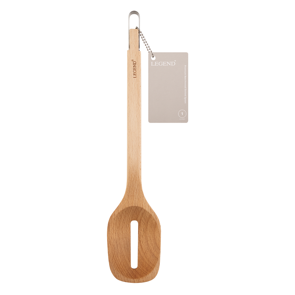 600702 6009710422878 Legend Premium Beechwood Slotted Spoon Packaging Image