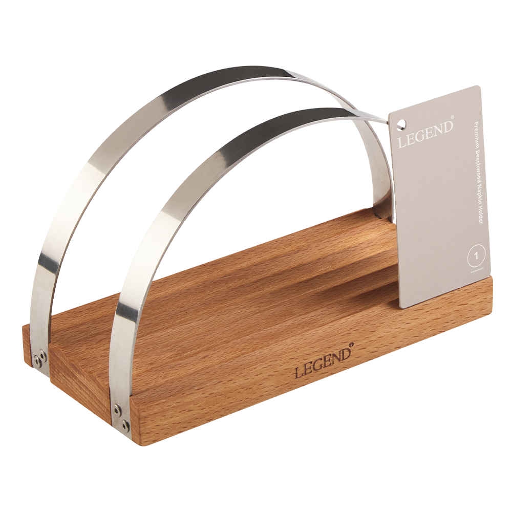 600706 6009710422915 Legend Premium Beechwood Napkin Holder Packaging Image 1