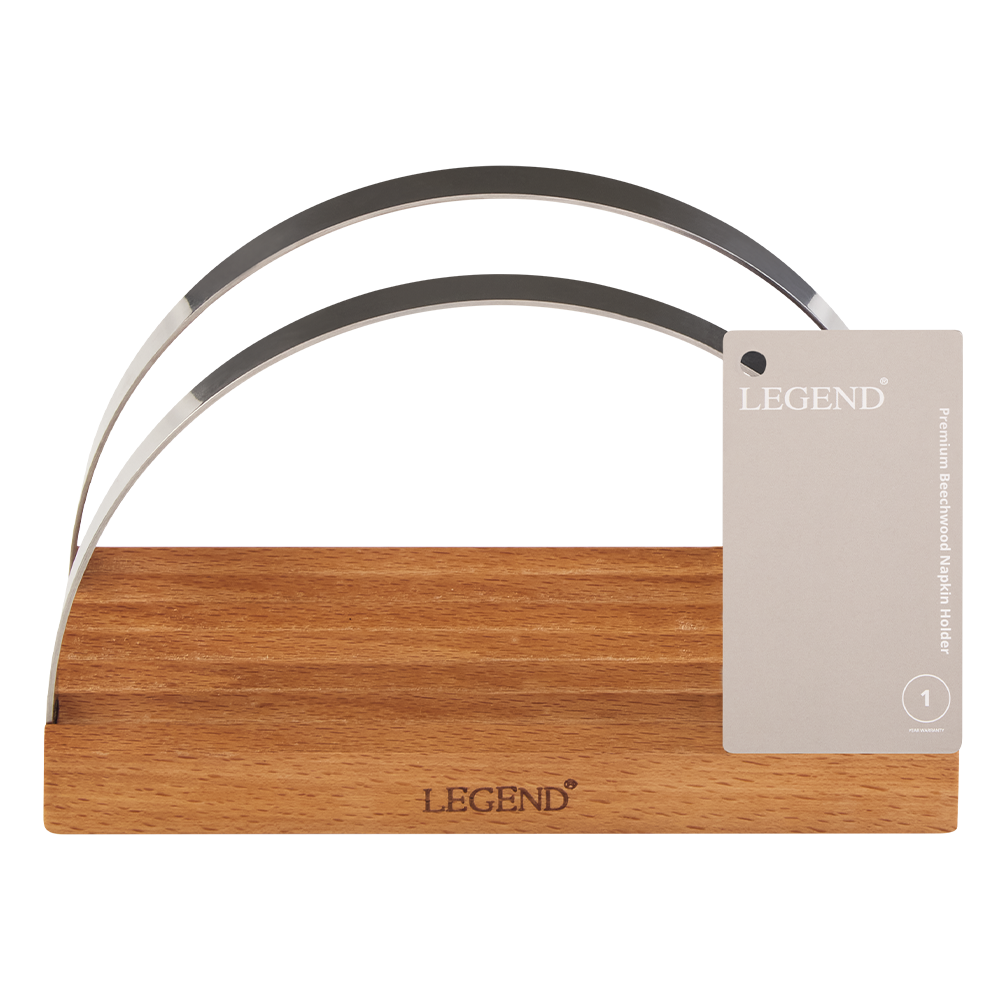600706 6009710422915 Legend Premium Beechwood Napkin Holder Packaging Image 2