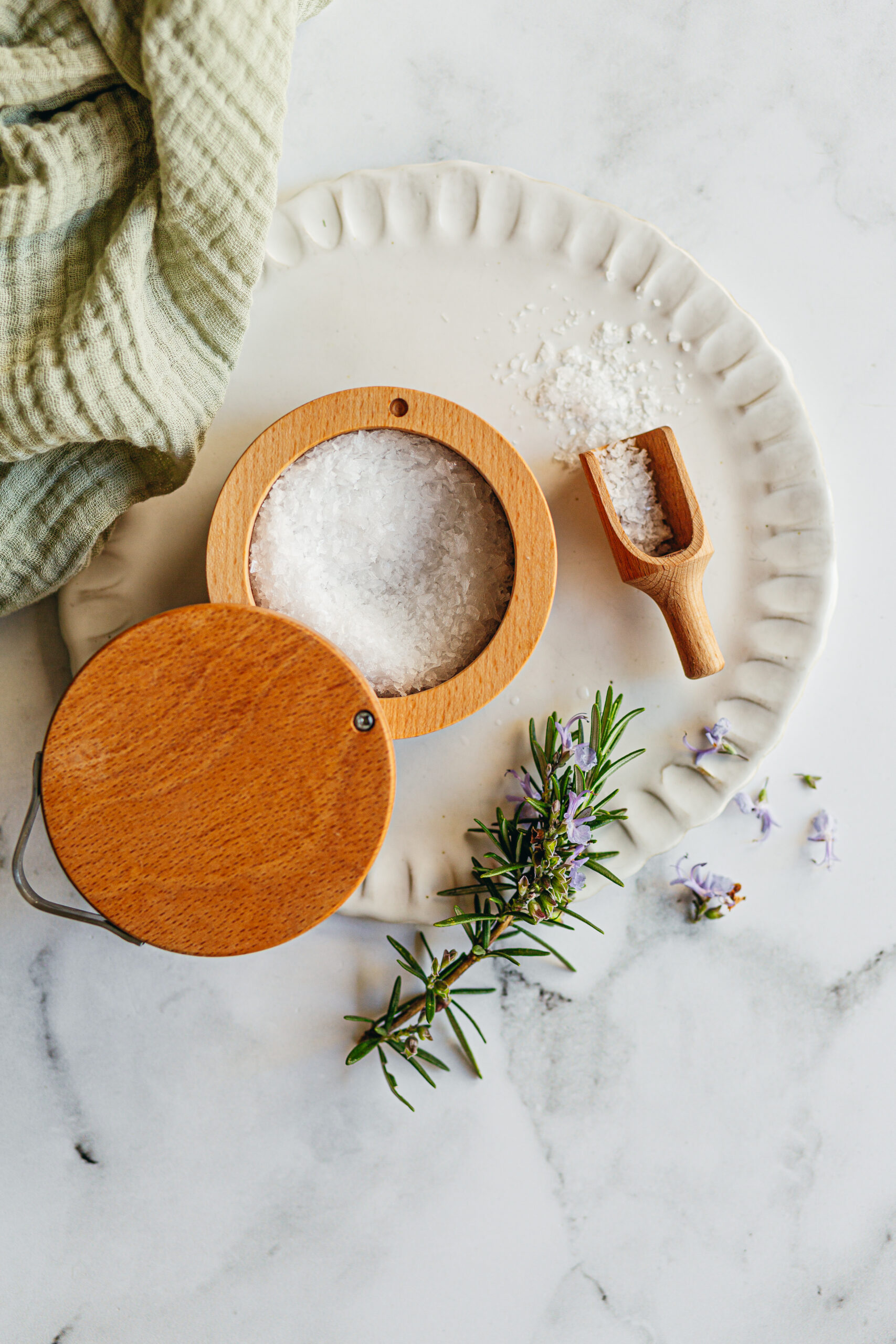 600710 6009710422953 Legend Premium Beechwood Salt Cellar with Spoon Lifestyle Image scaled