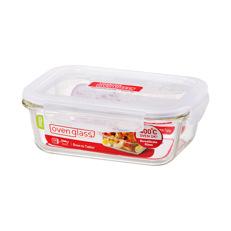 LLG428 LnL Euro glass container rect 630ml 2