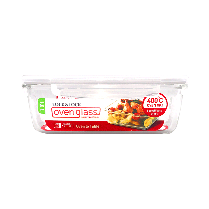 LLG445 LnL Euro glass container rect 1lt 1