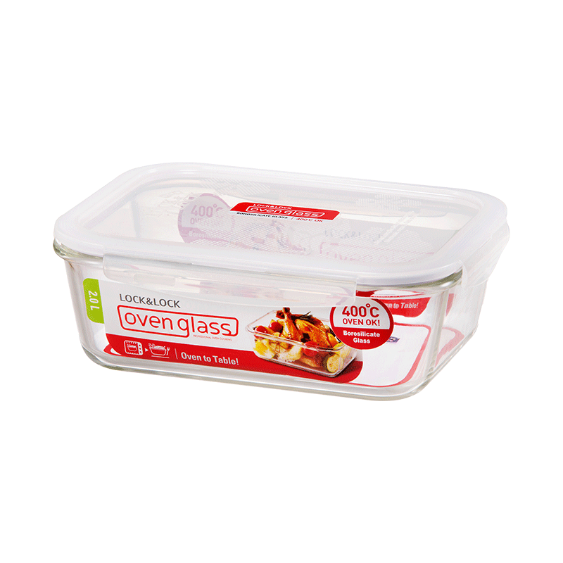 LLG455 LnL Euro glass container rect 2lt 2